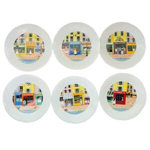 Philippe Deshoulieres Limoges Porcelain De Limoges French Shop Scenes Plates